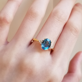 2.43 CT Oval Cut Cluster December-Blue Topaz Birthstone Engagement Ring