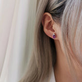 1.2 TCW Oval & Round February-Amethyst Birthstone Stud Earrings