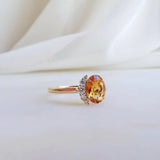 1.14 CT Oval Cut Cluster November-Citrine Birthstone Engagement Ring