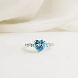 2.32 CT Heart Cut Pave December-Blue Topaz Birthstone Engagement Ring