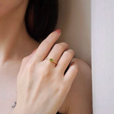 0.35 CT Hexagon Cut Bezel August-Peridot Birthstone Engagement Ring