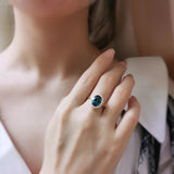 3.45 CT Oval Cut Halo December-Blue Topaz Birthstone Engagement Ring