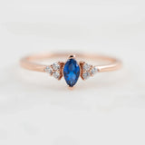 0.6 TCW Marquise Cut Cluster September-Sapphire Birthstone Engagement Ring