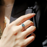 2.32 CT Heart Cut Pave December-Blue Topaz Birthstone Engagement Ring