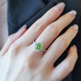 1.47 CT Round Cut Halo & Pave August-Peridot Birthstone Engagement Ring