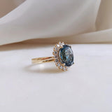 3.45 CT Oval Cut Halo December-Blue Topaz Birthstone Engagement Ring