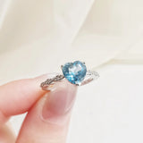 2.32 CT Heart Cut Pave December-Blue Topaz Birthstone Engagement Ring