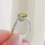 1.47 CT Round Cut Halo & Pave August-Peridot Birthstone Engagement Ring