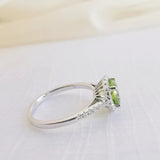 1.47 CT Round Cut Halo & Pave August-Peridot Birthstone Engagement Ring