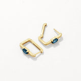 1.5 TCW Oval December-Blue Topaz Birthstone PaperClip Hoop Earrings