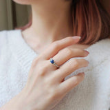 0.61 CT Round Cut Cluster September-Sapphire Birthstone Engagement Ring