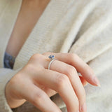 0.88 CT Oval Cut Pave & Hidden Halo September-Sapphire Birthstone Engagement Ring