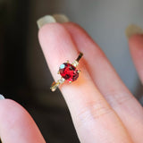 1.55 CT Oval Cut Three Stone January-Garnet Birthstone Engagement Ring