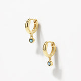 0.6 TCW Round December-Blue Topaz Birthstone Huggie Earrings