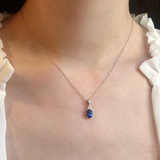 1.36 TCW Oval & Round Shaped September-Sapphire Birthstone Pendant Necklace