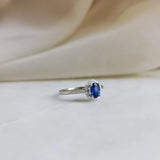 0.6 CT Oval Cut Cluster September-Sapphire Birthstone Engagement Ring