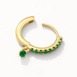 1.5 TCW Round May-Emerald Birthstone Hoop Earrings