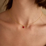 0.5 CT Pear July-Ruby Birthstone Solitaire Necklace