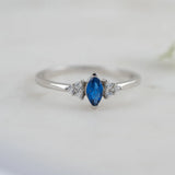 0.6 TCW Marquise Cut Cluster September-Sapphire Birthstone Engagement Ring