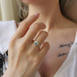 1.17 CT Oval Cut Pave March-Aquamarine Birthstone Engagement Ring