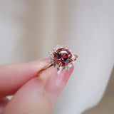 0.84 CT Round Cut Cluster October-Tourmaline Birthstone Engagement Ring