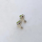 4.09 TCW Heart & Round August-Peridot Birthstone Halo Stud Earrings