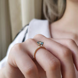 1.17 CT Oval Cut Pave March-Aquamarine Birthstone Engagement Ring