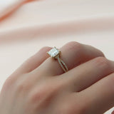 2 CT Princess Cut Split Shank Pave Lab-Grown Diamond Engagement Ring