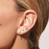 1.5 TCW Round May-Emerald Birthstone Hoop Earrings