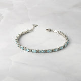 8 TCW Oval Shaped March-Aquamarine Birthstone Bracelet