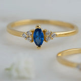 0.6 TCW Marquise Cut Cluster September-Sapphire Birthstone Engagement Ring