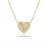0.02 CT Round Lab-Grown Diamond Heart Charm Necklace