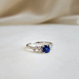 0.61 CT Round Cut Cluster September-Sapphire Birthstone Engagement Ring