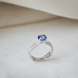 1 CT Round Cut Criss Cross Pave September-Sapphire Birthstone Engagement Ring