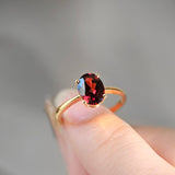 1.4 CT Oval Cut Solitaire January-Garnet Birthstone Engagement Ring