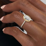 2 CT Oval Cut Bezel Pave Lab-Grown Diamond Engagement Ring