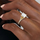 2 CT Princess Cut Split Shank Pave Lab-Grown Diamond Engagement Ring