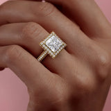 2 CT Princess Cut Halo & Pave Lab-Grown Diamond Engagement Ring