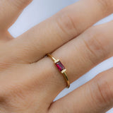 0.3 TCW Baguette Cut July-Ruby Multi Stone Birthstone Engagement Ring