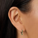 1.5 TCW Round May-Emerald Birthstone Hoop Earrings