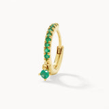 1.5 TCW Round May-Emerald Birthstone Hoop Earrings