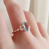 1.36 CT Oval Cut Cluster March-Aquamarine Birthstone Engagement Ring