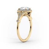 2 CT Princess Cut Halo & Vintage Pave Lab-Grown Diamond Engagement Ring
