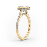 2 CT Princess Cut Bezel Pave Lab-Grown Diamond Engagement Ring