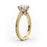 2 CT Cushion Cut Vintage Hidden Halo Lab-Grown Diamond Engagement Ring