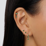 1.5 TCW Round May-Emerald Birthstone Hoop Earrings