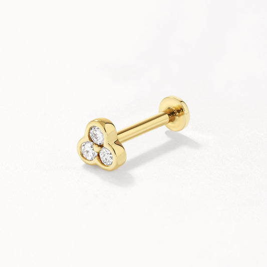 0.04 TCW Round Lab-Grown Diamond Bezel Helix Single Stud Earring