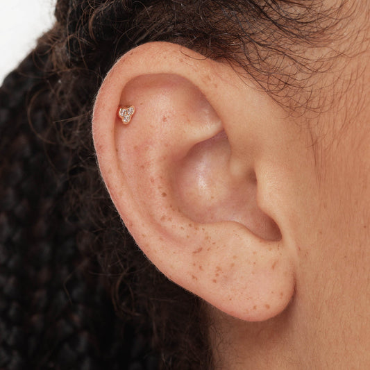 0.04 TCW Round Lab-Grown Diamond Bezel Helix Single Stud Earring