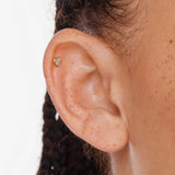0.04 TCW Round Lab-Grown Diamond Bezel Helix Single Stud Earring