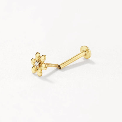 0.008 TCW Round Lab-Grown Diamond Daisy Helix Single Stud Earring